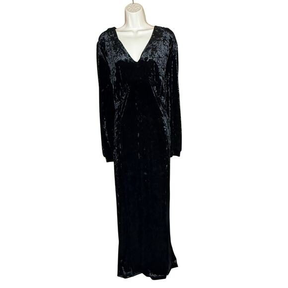 Timeless London Unique Vintage Black Velvet Maxi Dress 16 NWT - Picture 2 of 8